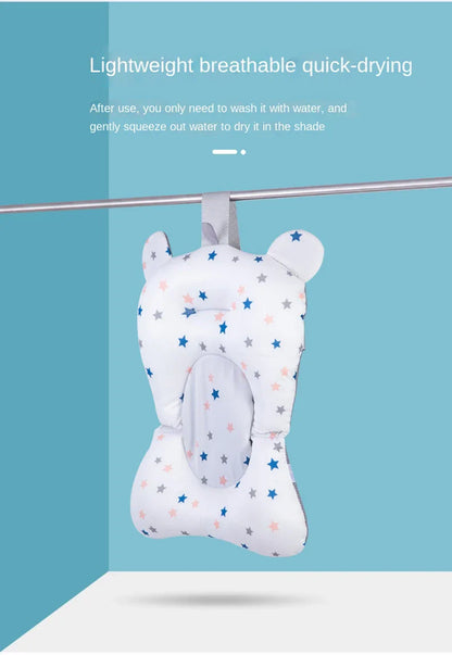 Flexible foldable bath pad for infants, adapts to various bathtub sizes for convenience