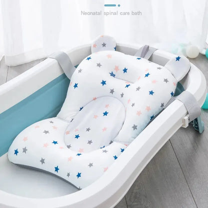 Infant bath support pad, grey, offering comfortable and safe baby bathing