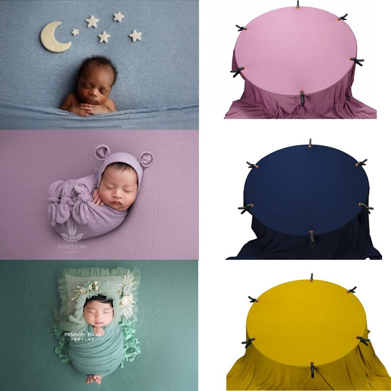 Newborn photography props: soft white swaddle wrap and matching textured background blanket set