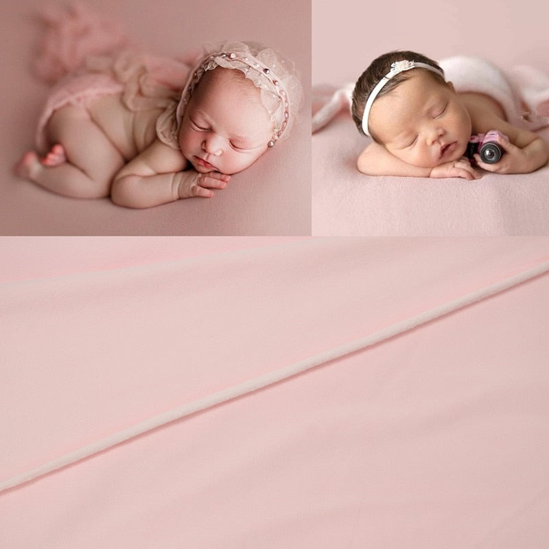 Baby photography set with versatile swaddle wrap and soft, solid color background blanket