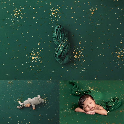 Newborn photography kit: gold star gilding blanket & seamless backdrop for baby's first photos
