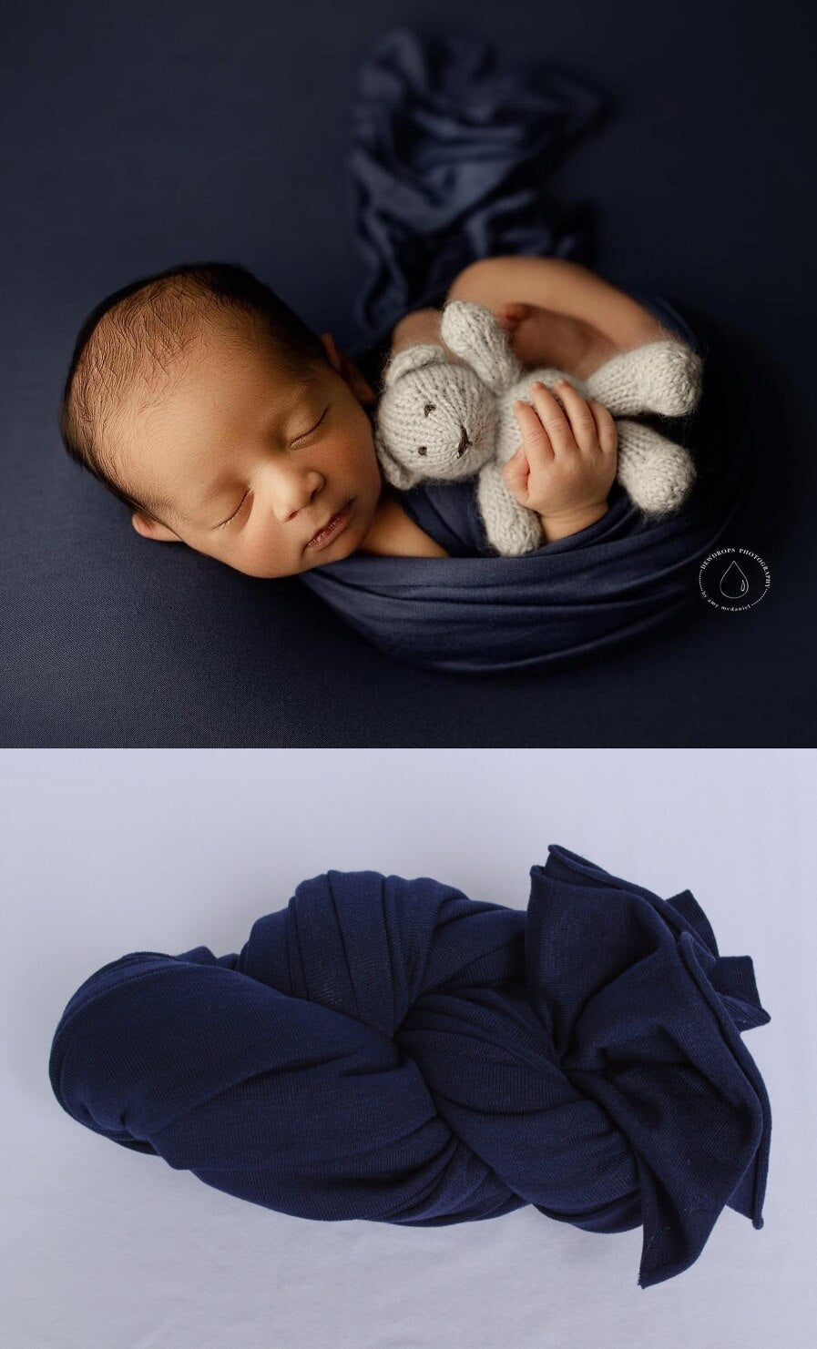 Stretchable cotton baby swaddle, designed for easy and secure wrapping of infants.