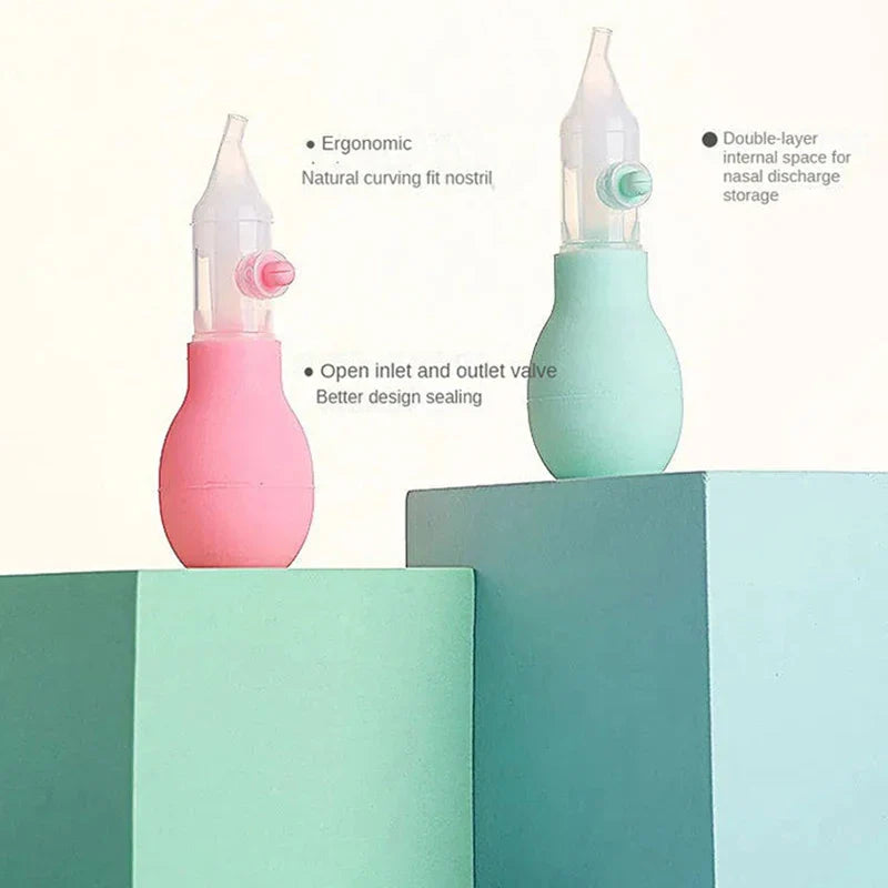 Newborn baby silicone nasal aspirator, safe and effective infant congestion solution