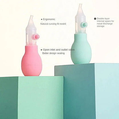 Newborn baby silicone nasal aspirator, safe and effective infant congestion solution