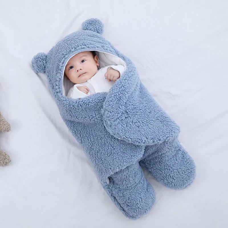 Pink baby sleeping bag, ultra-soft flannel, a lovely gift for newborn girls.