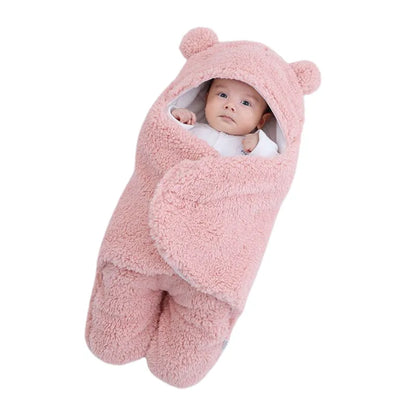 Ultra-soft newborn swaddle blanket, plush material, ideal for secure baby sleeping.