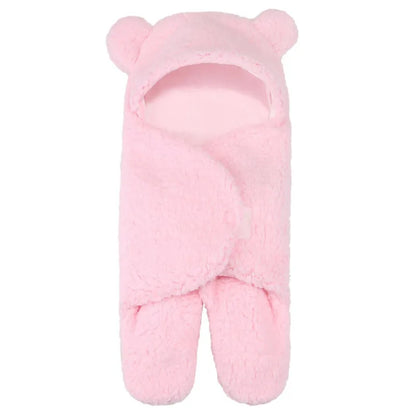 Blue newborn sleeping bag, ultra-soft flannel, a cute and practical baby winter essential.