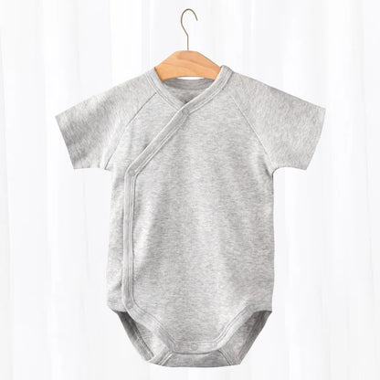 Infant apparel organic cotton short-sleeve v-neck romper, unisex baby bodysuit comfort