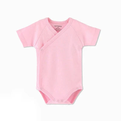 Soft newborn organic cotton short-sleeve romper, ideal unisex baby clothes for infants