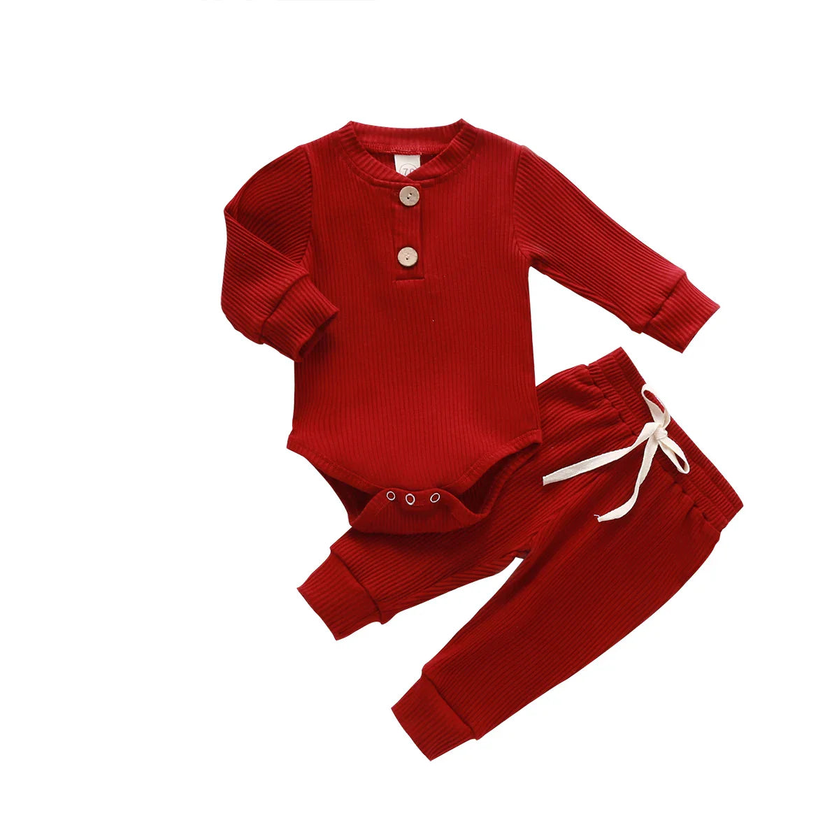 Complete infant look: unisex ribbed plaid bodysuit and easy-fit elastic pants.