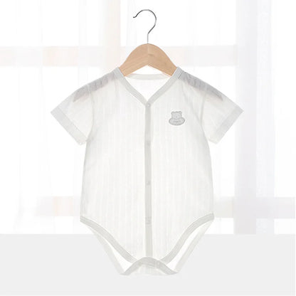 Newborn unisex cotton short sleeve bodysuit with envelope neck for easy dressing