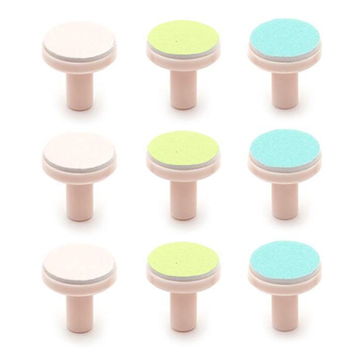 Nine multi-color baby nail trimmer replacement pads for gentle infant and toddler nail care.