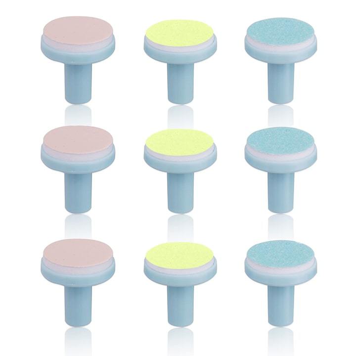 Assorted grit baby electric nail file replacement pads, 9-pack for safe newborn grooming.