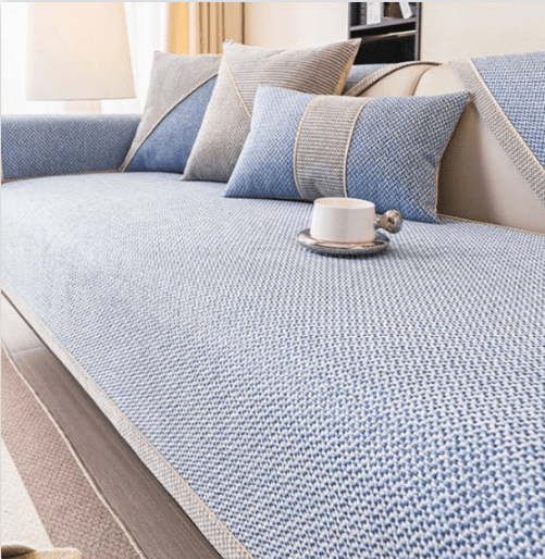 Premium non-slip cotton-linen sofa protector, all-season, pet-friendly & spill-proof for any living room.