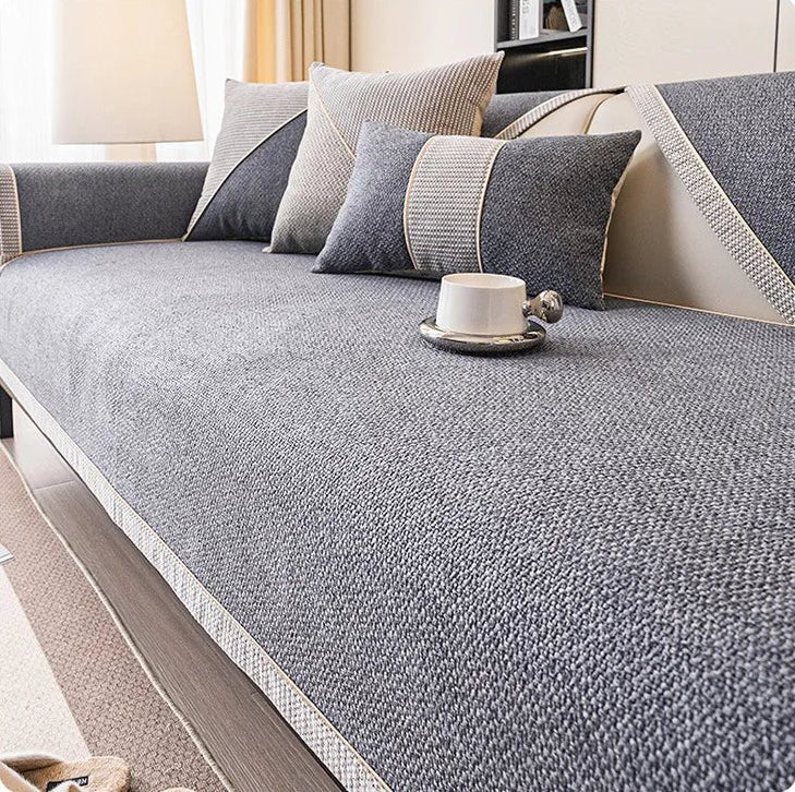 Stylish cotton-linen non-slip sofa protector. Upgrade your home decor with this practical cover.