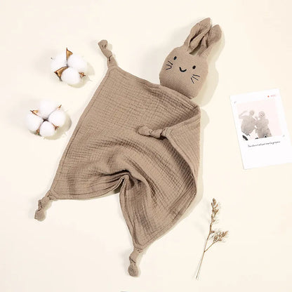 Infant security blanket, organic cotton, cute grey cat doll, perfect for nursery