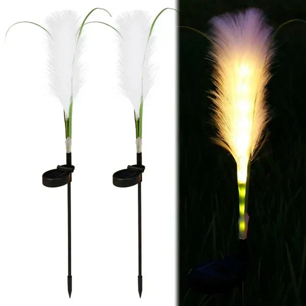 Garden ambiance created with these beautiful reed-style outdoor lights for your landscape.