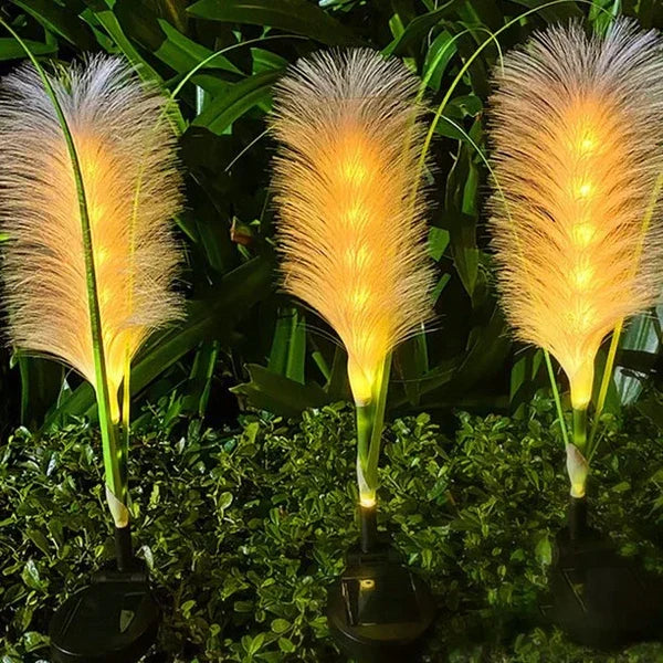 Enhance your garden's evening appeal with these unique reed-style decorative outdoor lights.