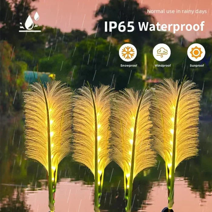Decorative reed-style landscape lights, designed for durable outdoor use in gardens & patios.