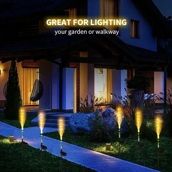 Outdoor garden lights, reed-style design adds a unique decorative touch to your patio lighting.