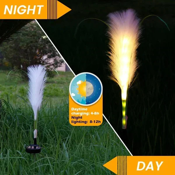 Outdoor decorative reed-style garden lights, ideal for pathways and garden borders.