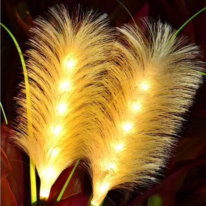 Modern reed-style outdoor lighting, perfect for adding decorative ambiance to any garden setting.