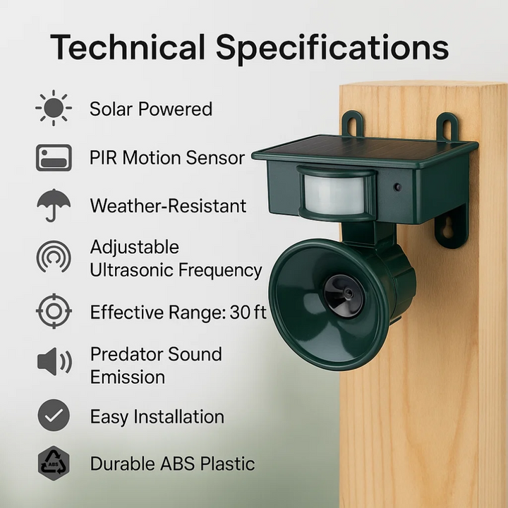 Pigeon control solution: Solar bird repeller with motion sensor and sound for effective deterrence.