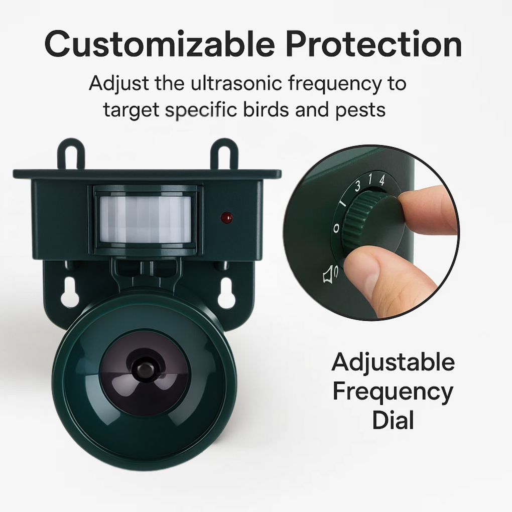 Crow deterrent: Outdoor solar bird repeller, ideal for protecting crops and garden areas.