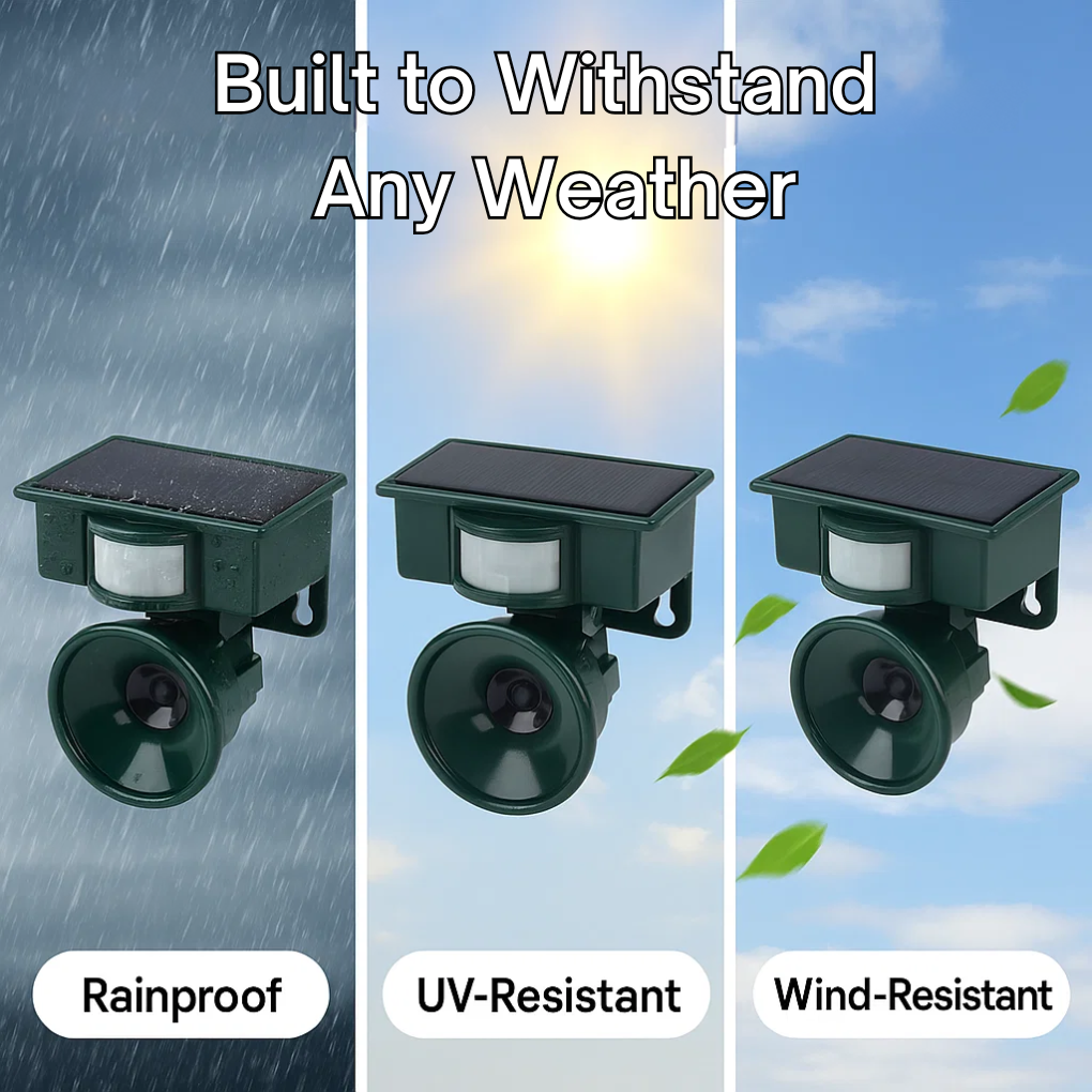 Garden protection: Solar-powered bird repeller with motion sensor for humane pest control.