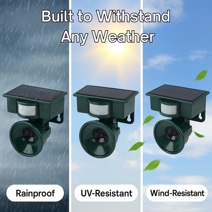 Garden protection: Solar-powered bird repeller with motion sensor for humane pest control.