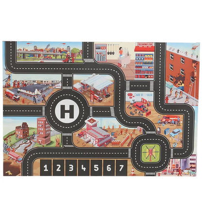 Durable children's 'Magic City' playmat, an educational road map designed for toy cars and imaginative play.