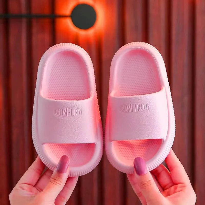 Breathable EVA slippers for children, showing the textured footbed for added comfort and grip