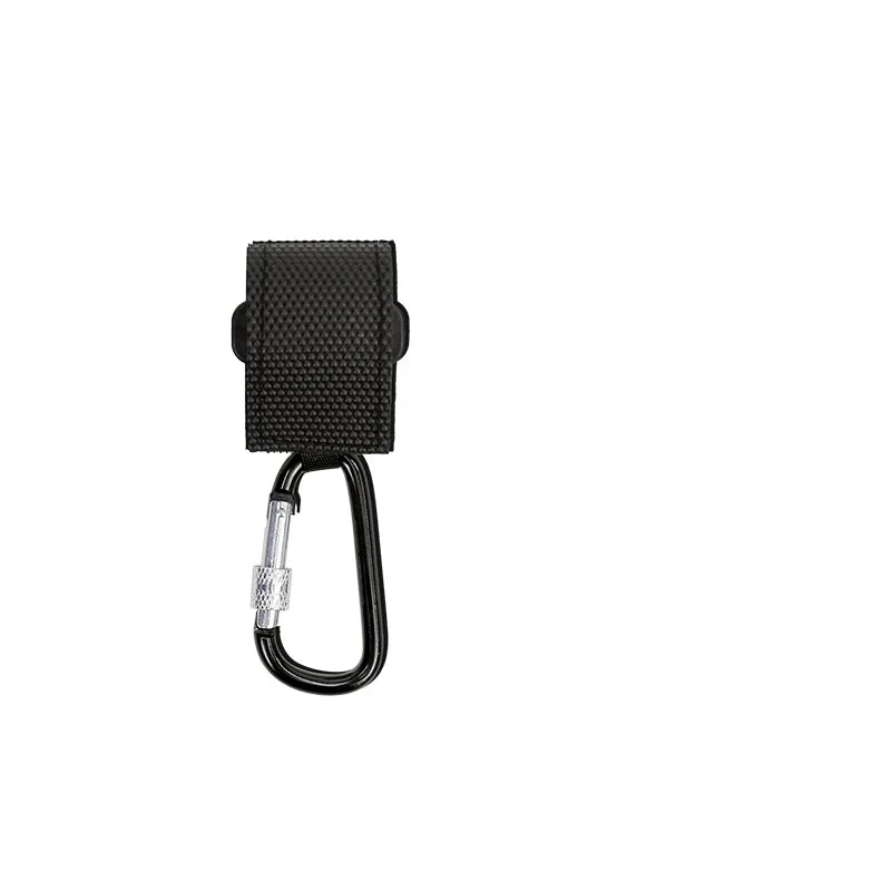 Infographic showing how to attach 360° rotating PU leather stroller hooks to a handle