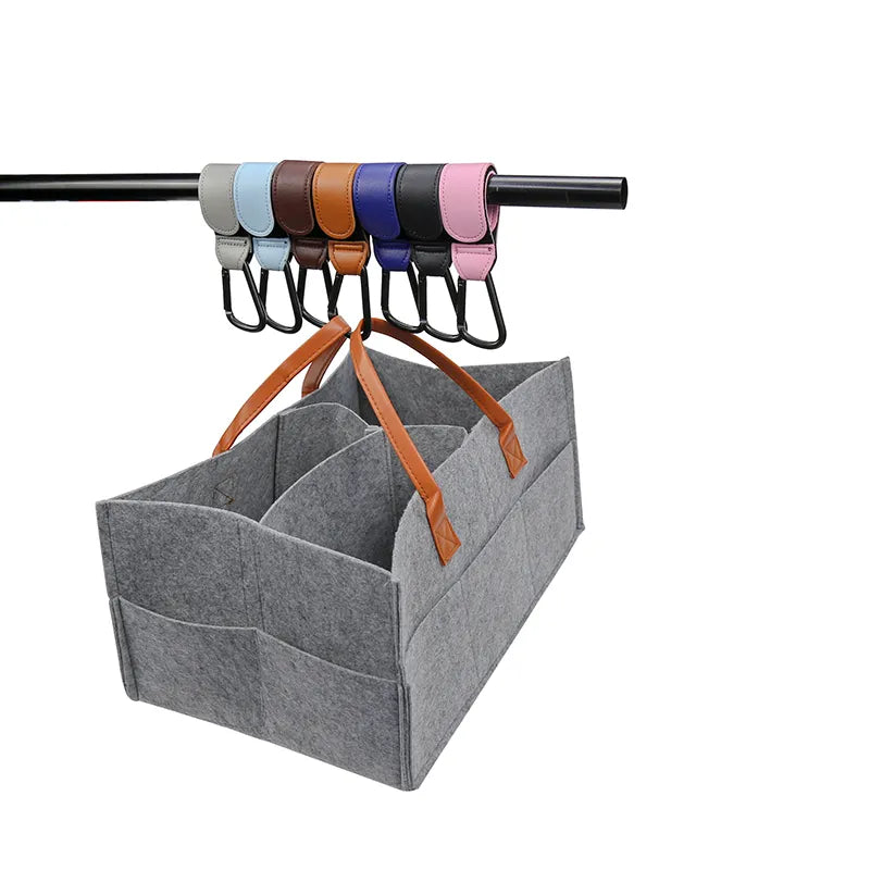 Multi-purpose PU leather hooks: great for strollers, wheelchairs, and shopping carts