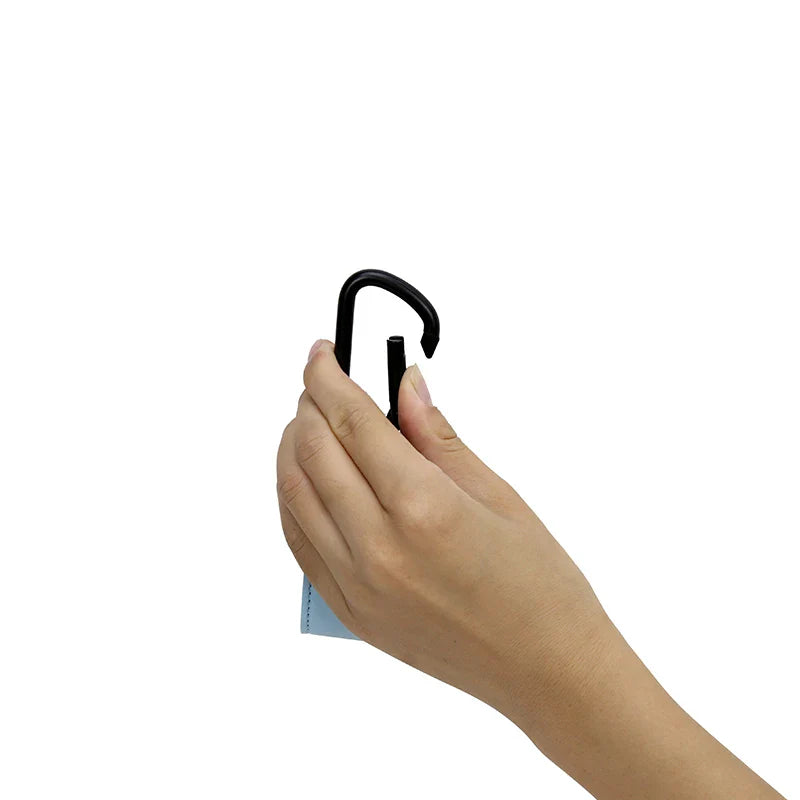 Set of two PU leather stroller hooks in a retail package, parenting essentials