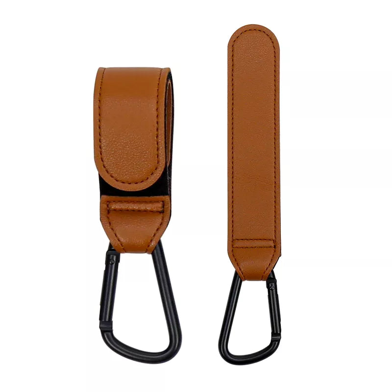Hands-free stroller organizer: PU leather hook rotating 360° on a baby carriage