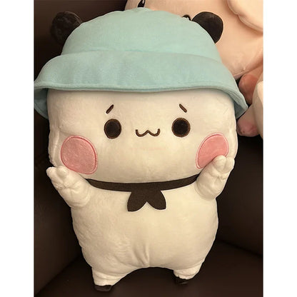 Unisex panda soft toy, a cuddly stuffed animal pillow for kids' bedrooms or nurseries.