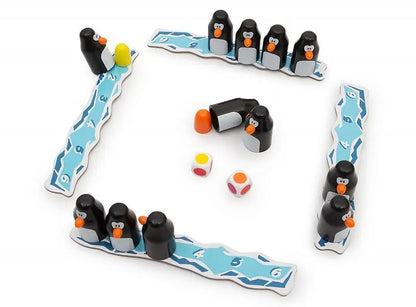 Close-up of Pengoloo game in action, highlighting the wooden components and fun interactive gameplay.