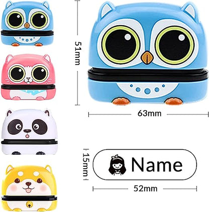 Personalized name stamp for baby clothing, showing a cute design alongside the child's name