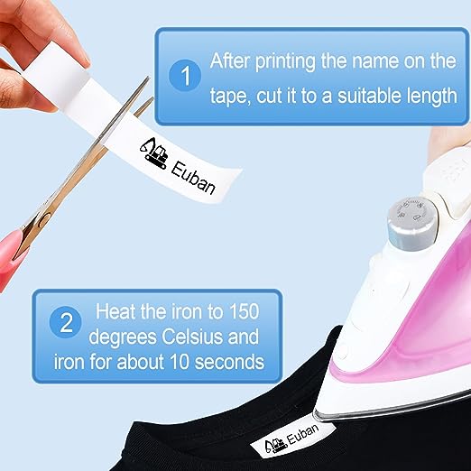 Child holding a personalized name stamp for clothing, ready to label school uniform or baby items
