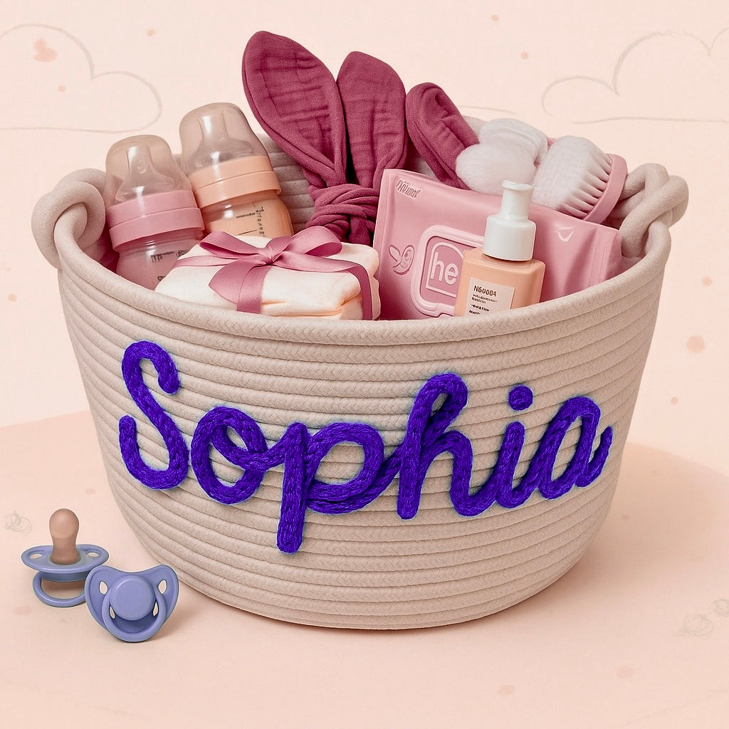 Personalized diaper caddy for travel, compact and portable baby essential organizer.