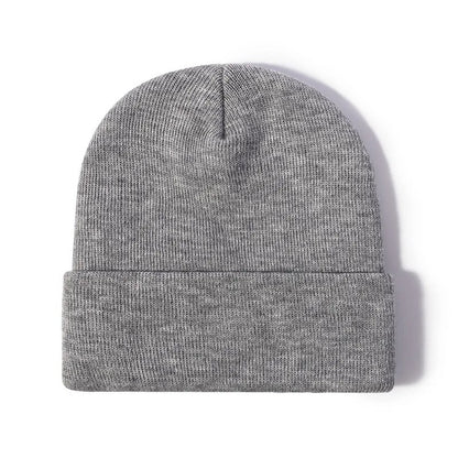 Unisex custom initial beanie 'Q' - warm cotton acrylic winter hat, vegan leather patch