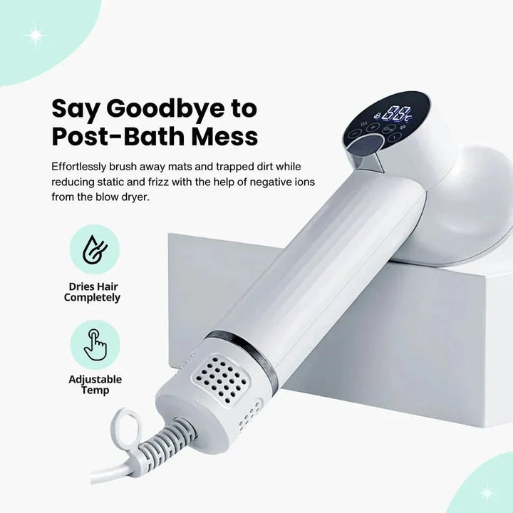 Quick-dry dog dryer and deshedding brush combo for gentle and effective pet grooming supplies.