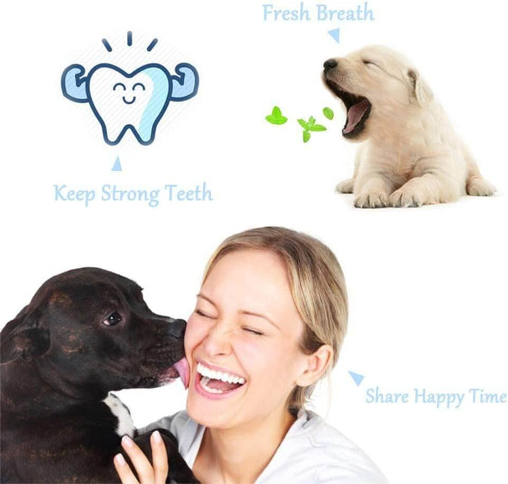 Two-pack 3-sided dog toothbrush for superior pet dental care and oral hygiene.