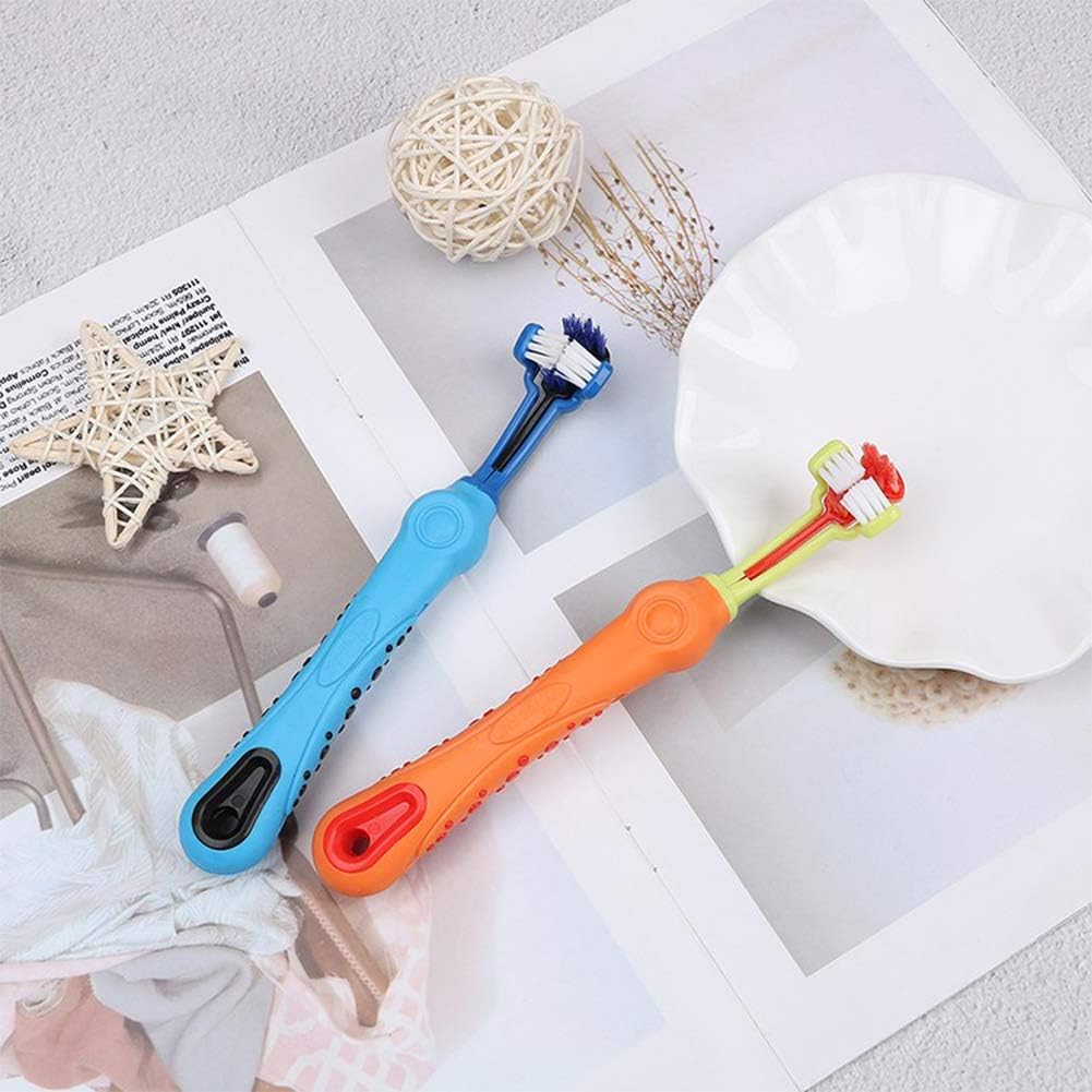 Dog dental cleaning kit: 3-sided pet toothbrush to reduce tartar & freshen breath.