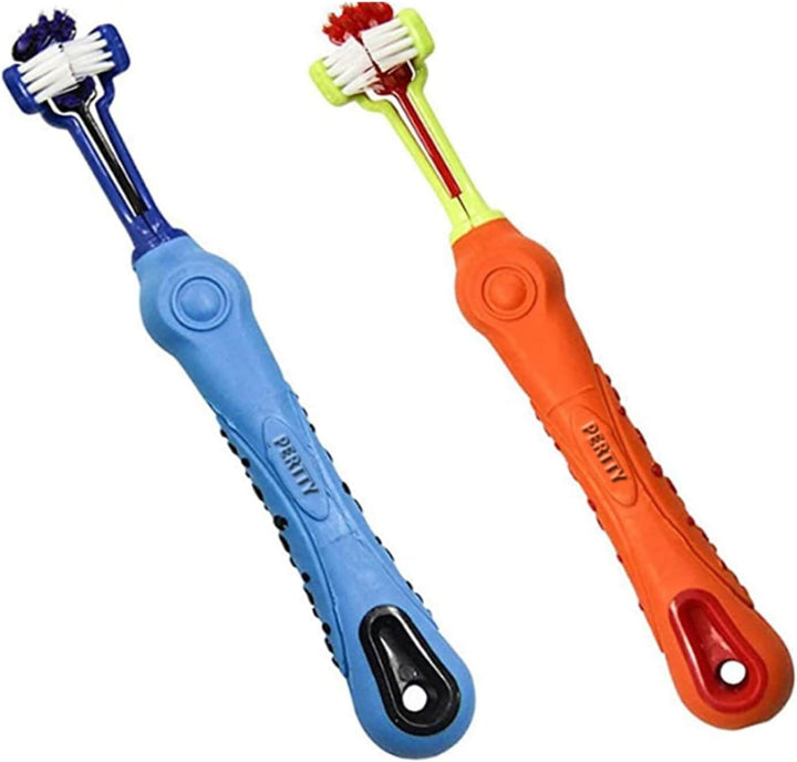 Innovative 3-sided pet toothbrush for dogs, ensuring comprehensive tooth cleaning.
