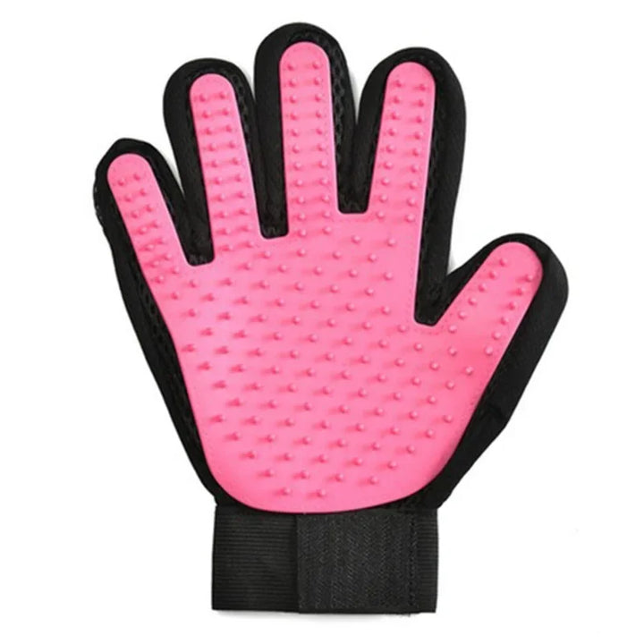 Durable pet grooming glove with soft rubber tips for gentle dog & cat fur collection.