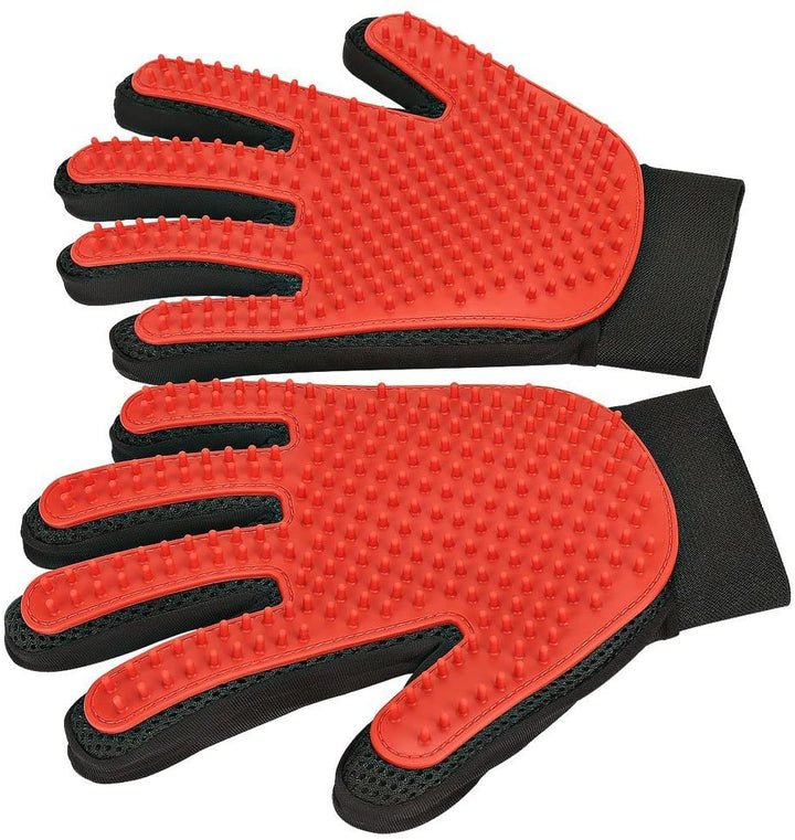 Effective pet grooming glove for dog & cat shedding control & comforting massage.