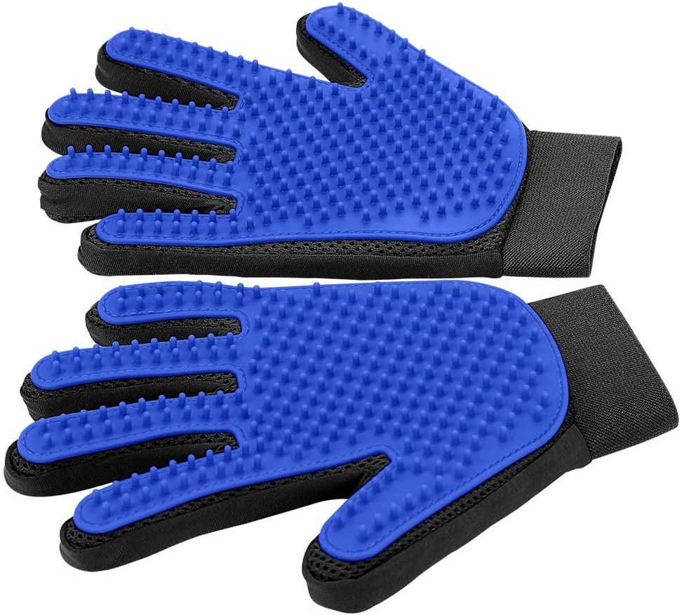 Gentle pet grooming glove, a dog & cat hair removal brush for easy deshedding.