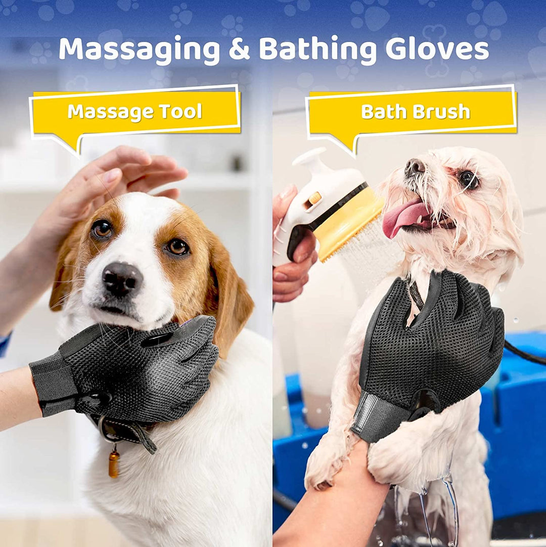 Pet grooming glove offering a gentle massage while removing loose dog & cat fur.